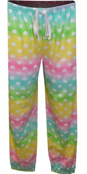 Pastel Rainbow and Hearts French Terry Capri Lounge Pants
