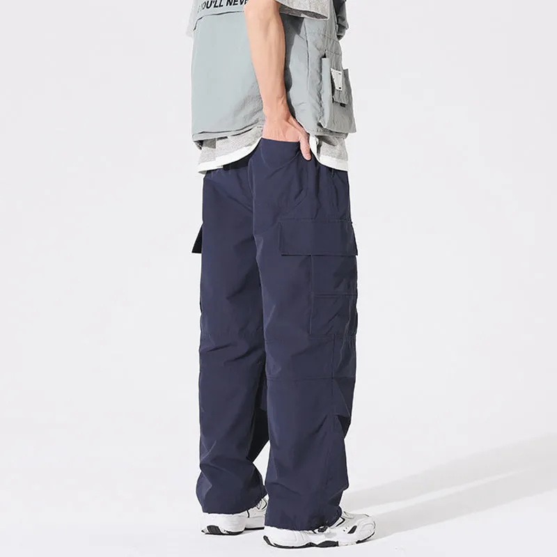 PLEATED KNEES LOOSE STRAIGHT TROUSERS