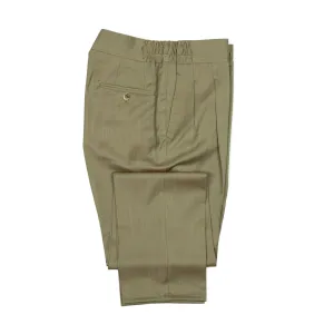 Pleated Lounge trousers in tan herringbone wool Solaro