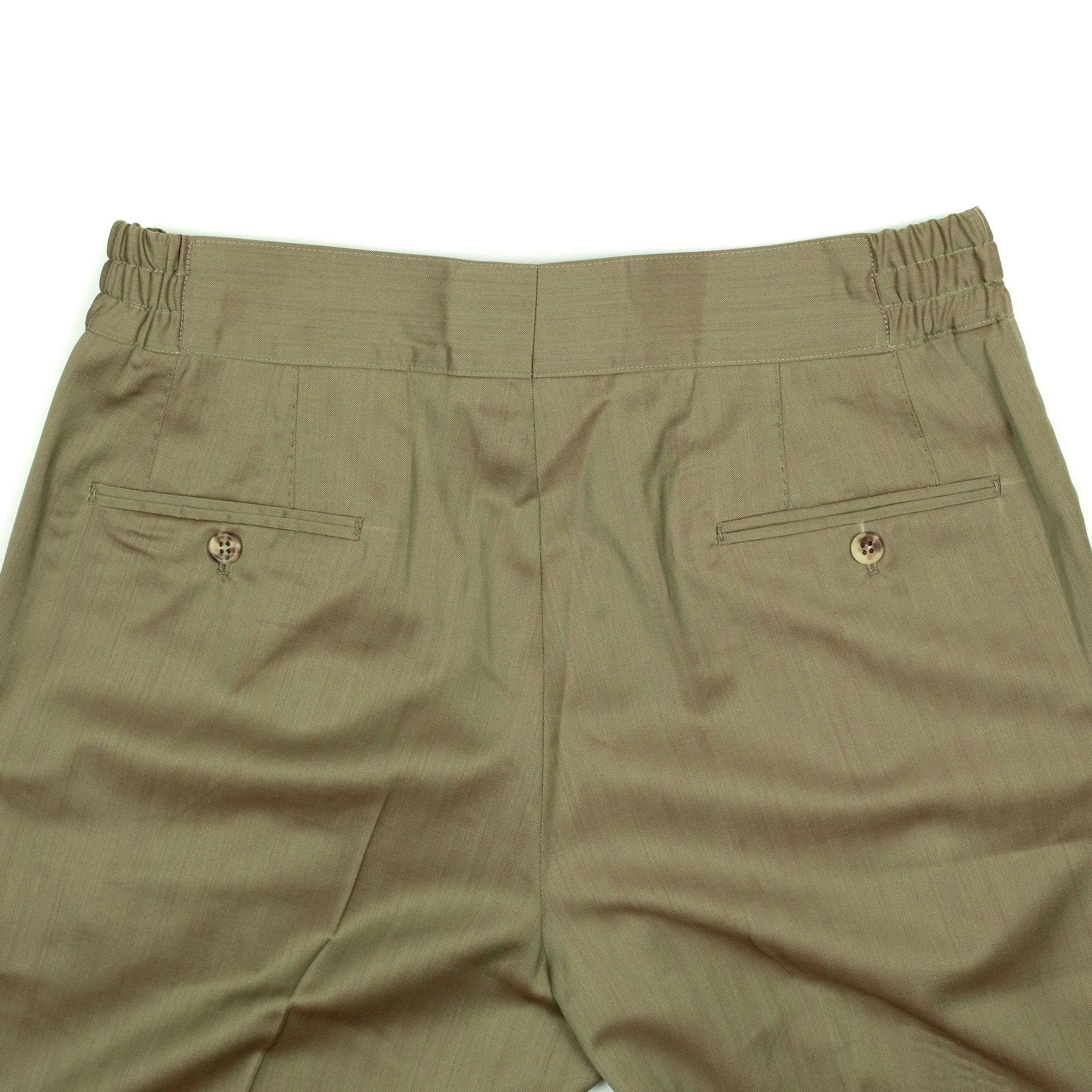 Pleated Lounge trousers in tan herringbone wool Solaro