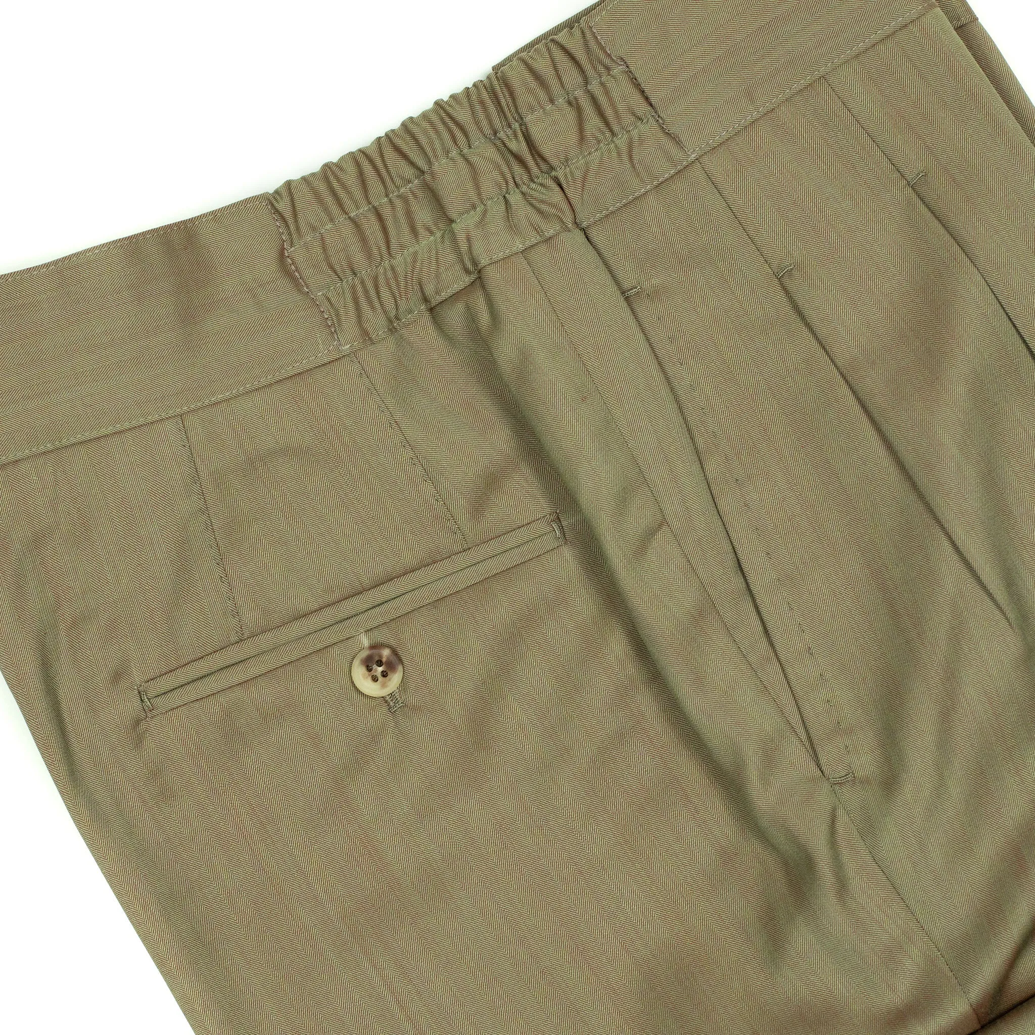 Pleated Lounge trousers in tan herringbone wool Solaro