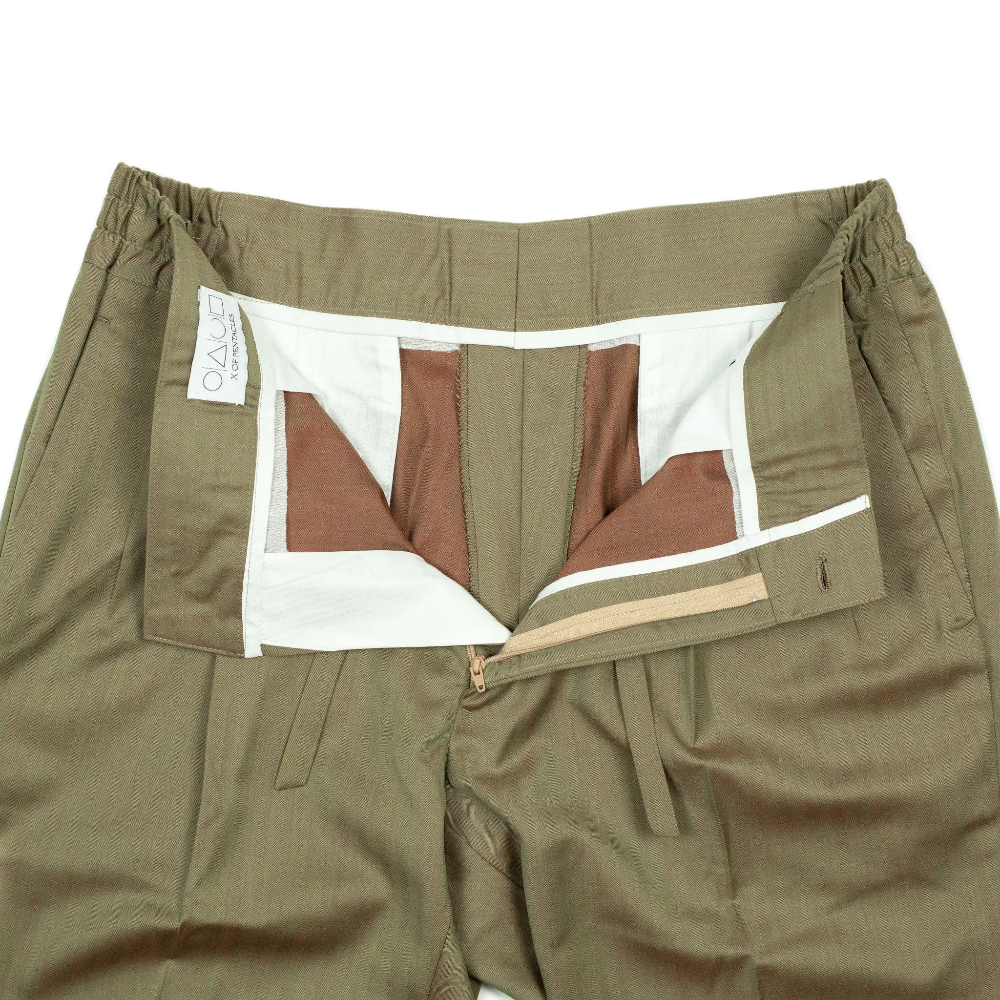 Pleated Lounge trousers in tan herringbone wool Solaro
