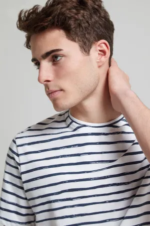 Printed Stripe Cotton Jersey T-Shirt