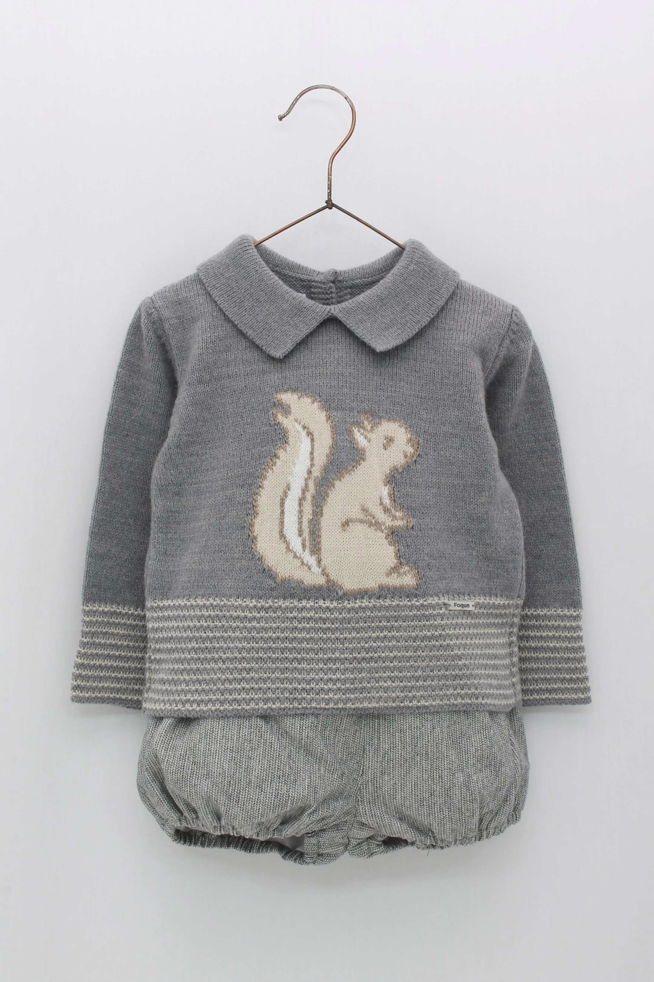 "Cecil" Grey Alpaca-Wool Squirrel Top & Jam Pants