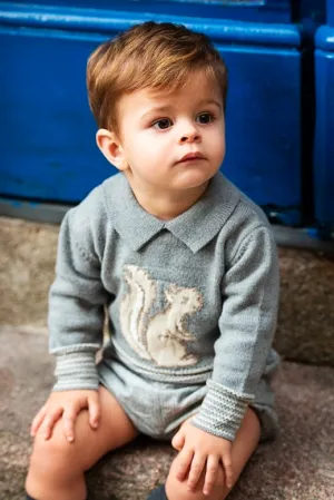"Cecil" Grey Alpaca-Wool Squirrel Top & Jam Pants
