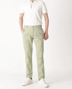 Rare Rabbit Men's Clovet Pastel Green Solid Stretch Mid-Rise Regular Fit Trouser