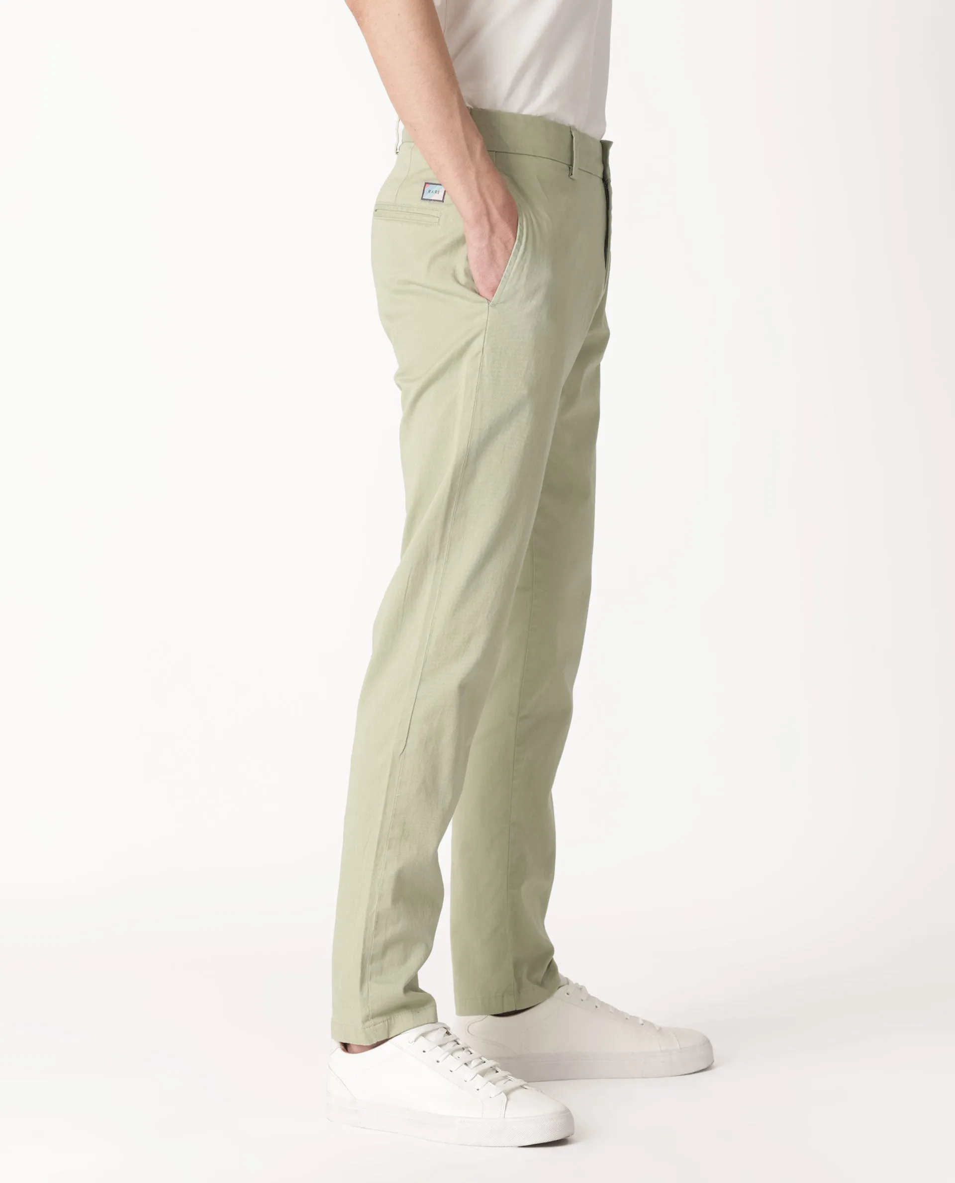 Rare Rabbit Men's Clovet Pastel Green Solid Stretch Mid-Rise Regular Fit Trouser