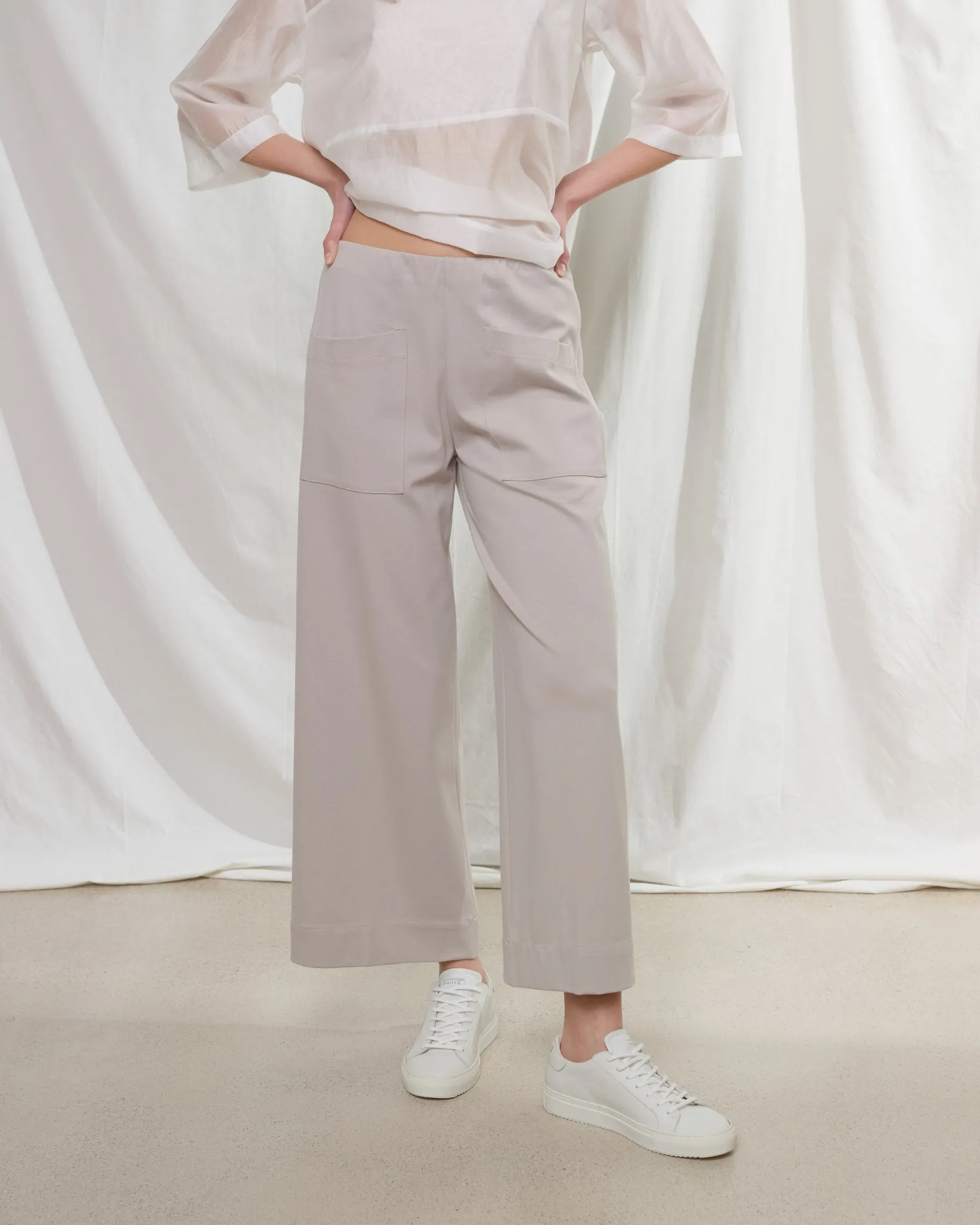 rialto48 Wide Leg Stretch Trousers in Chalk