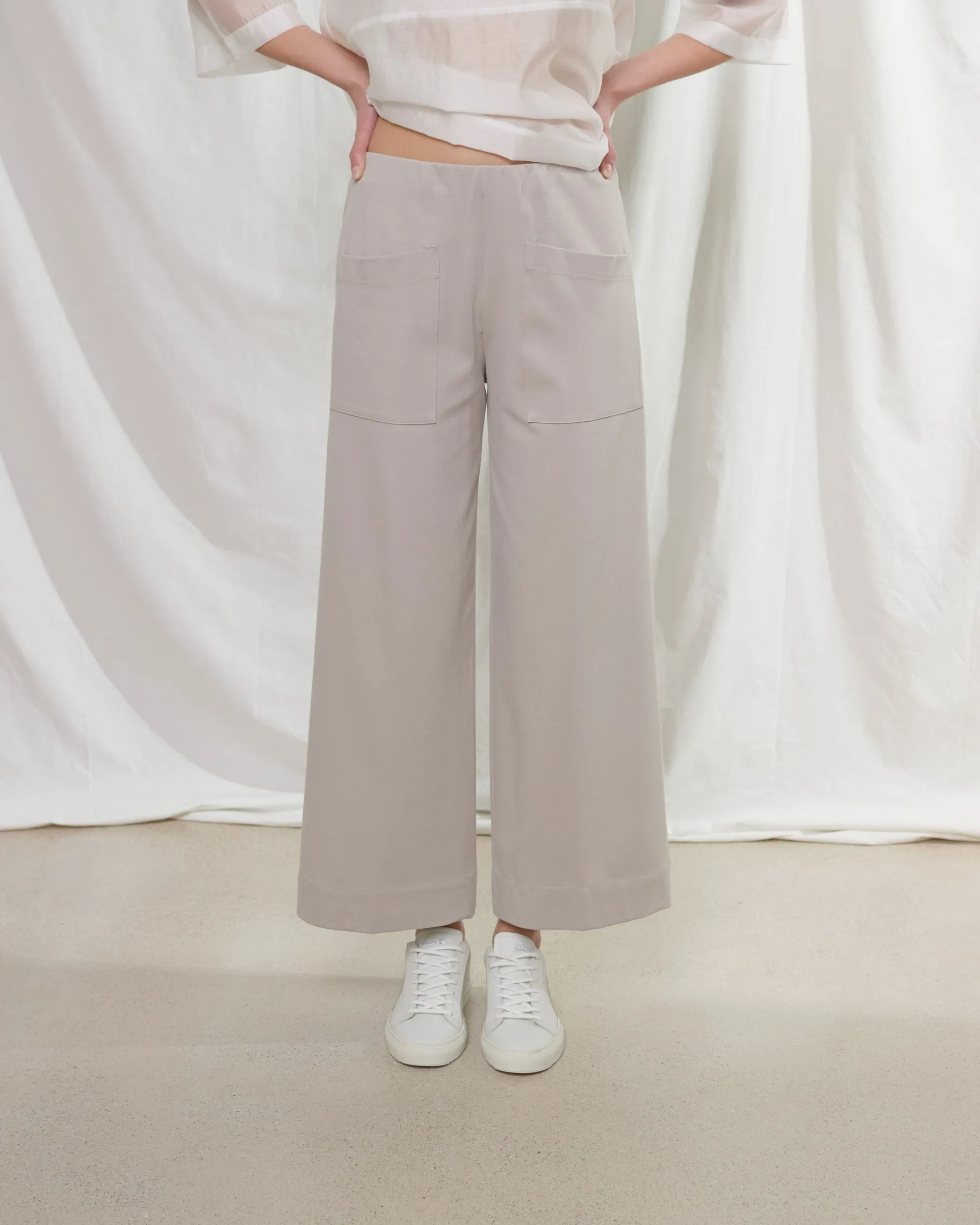 rialto48 Wide Leg Stretch Trousers in Chalk