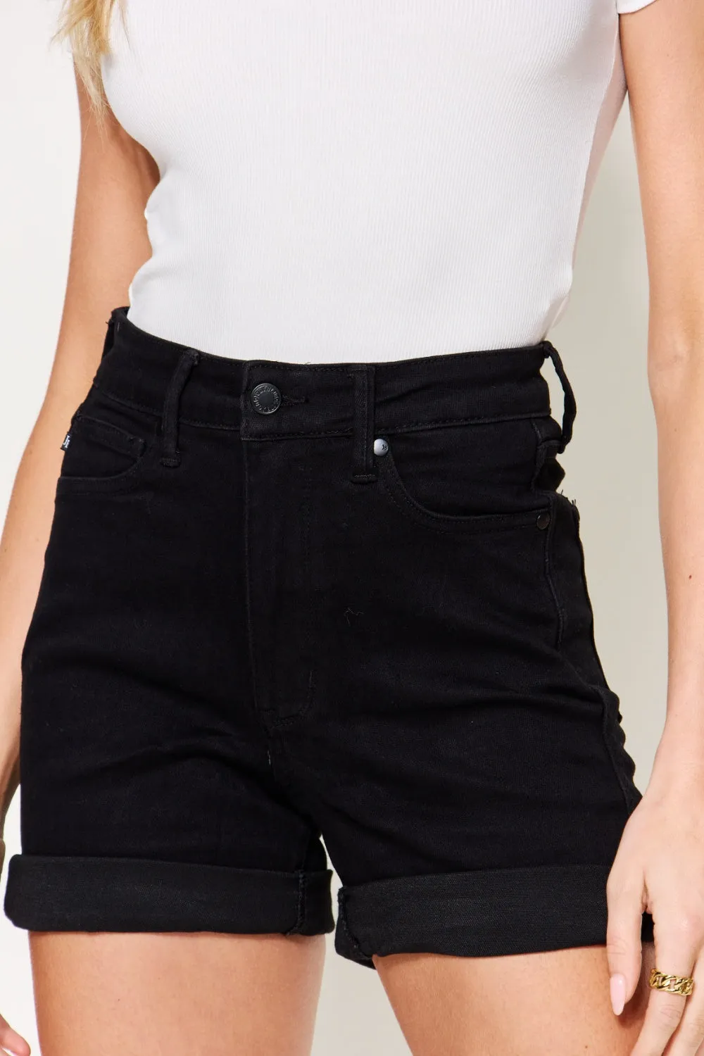 Ryland Judy Blue Full Size High Waist Tummy Control Cuffed Denim Shorts