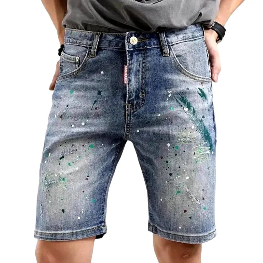 Sanded stylish y2k men's denim shorts
