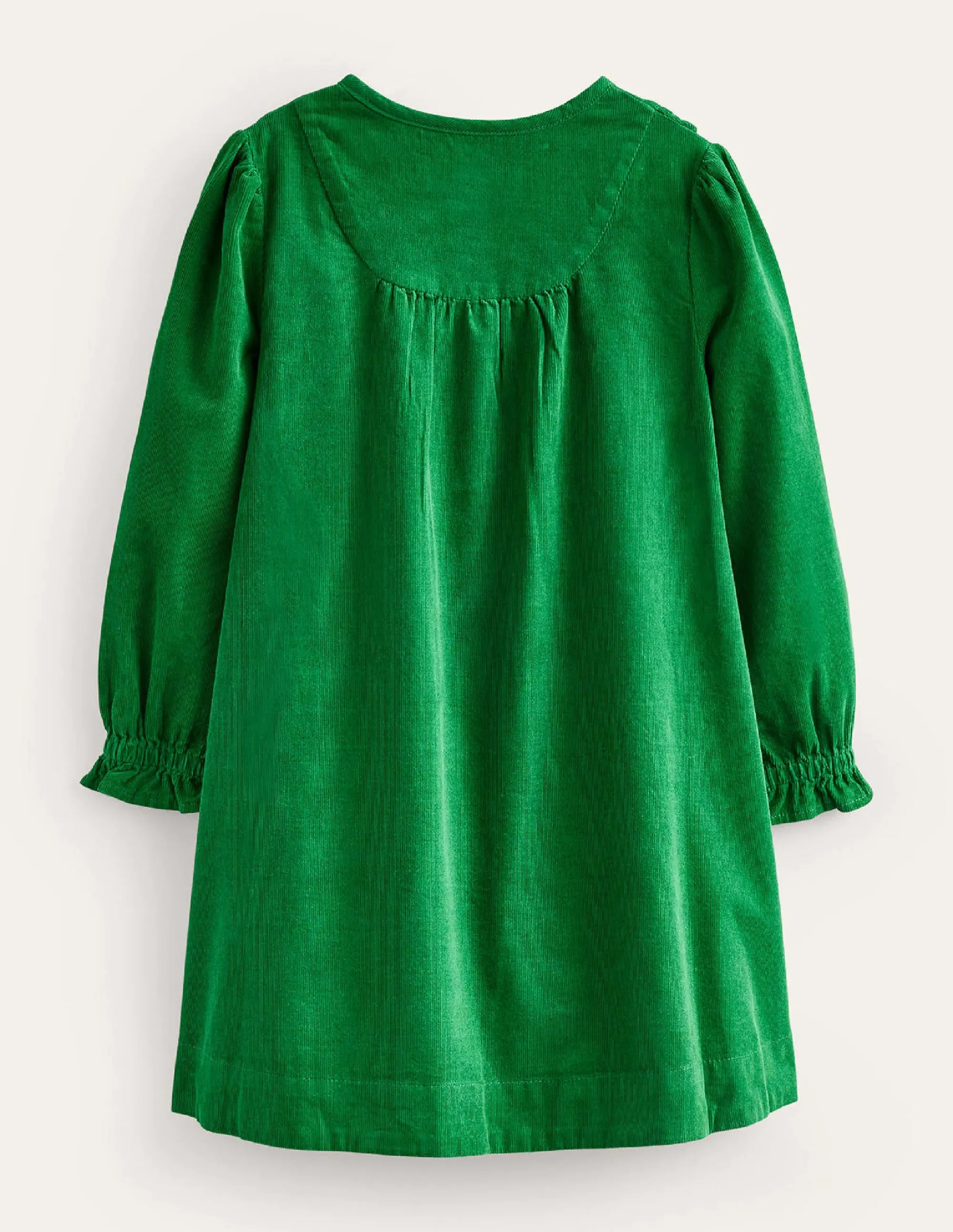 Scallop Cord Dress-Deep Green