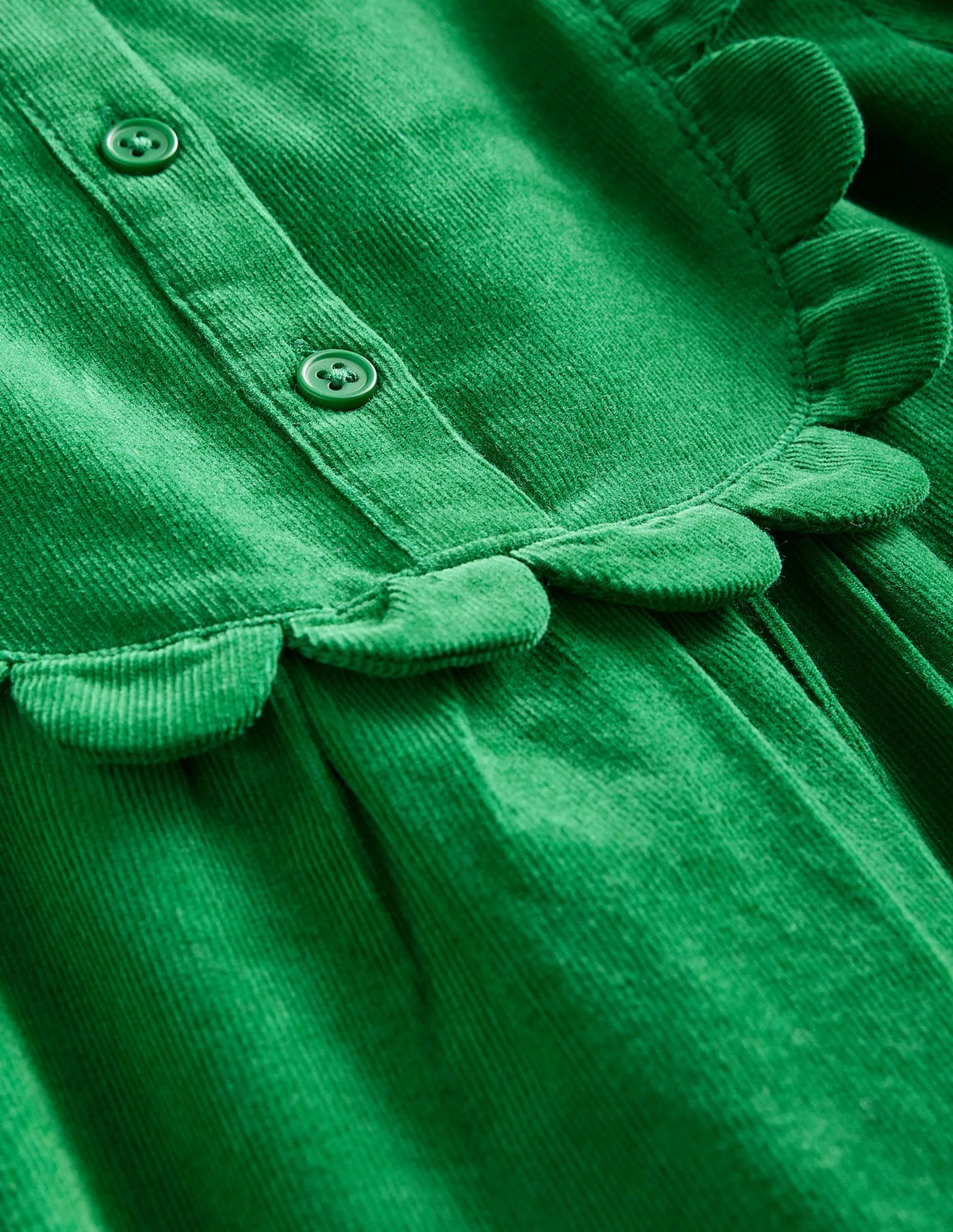 Scallop Cord Dress-Deep Green