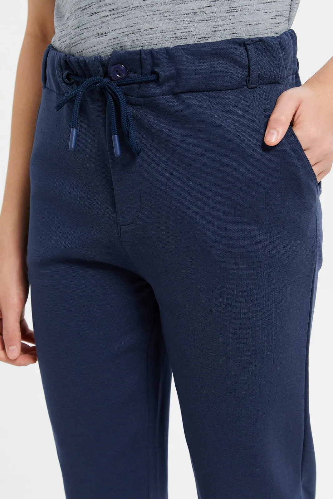 Senior Boys Navy Solid Trousers