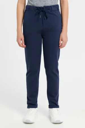 Senior Boys Navy Solid Trousers