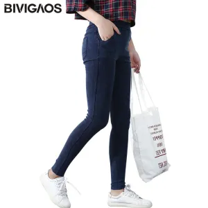 Slanting Pocket Washed Jeans Leggings Pencil Pants
