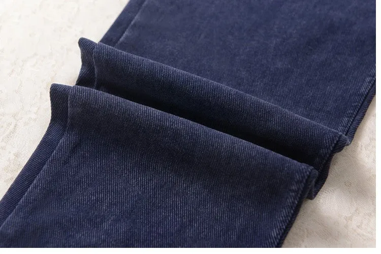 Slanting Pocket Washed Jeans Leggings Pencil Pants