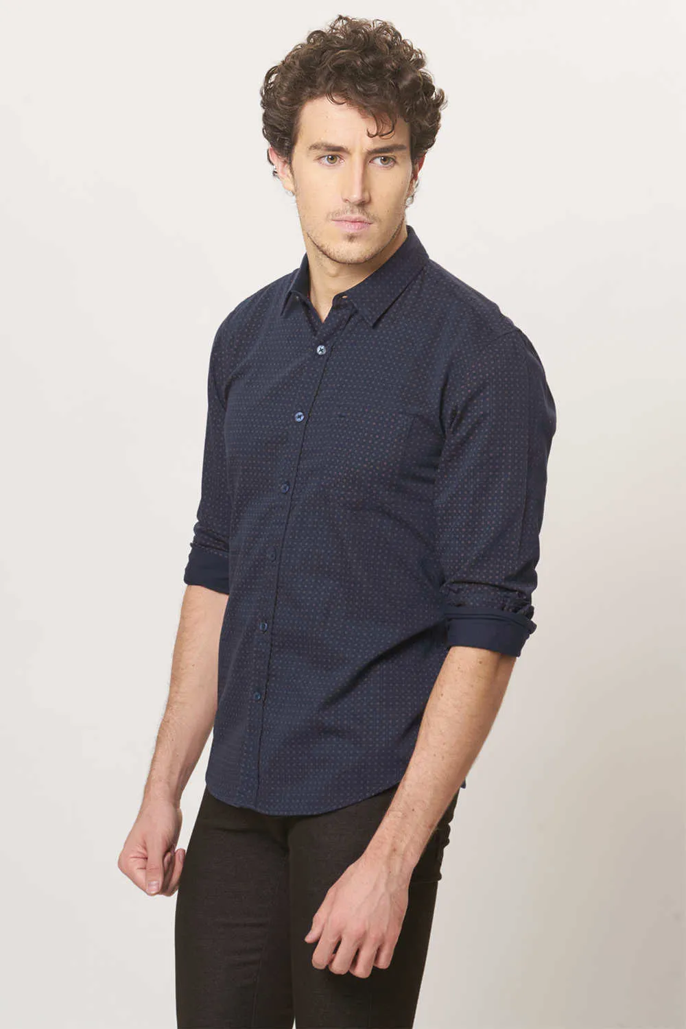 Slim Printed Satin Shirt