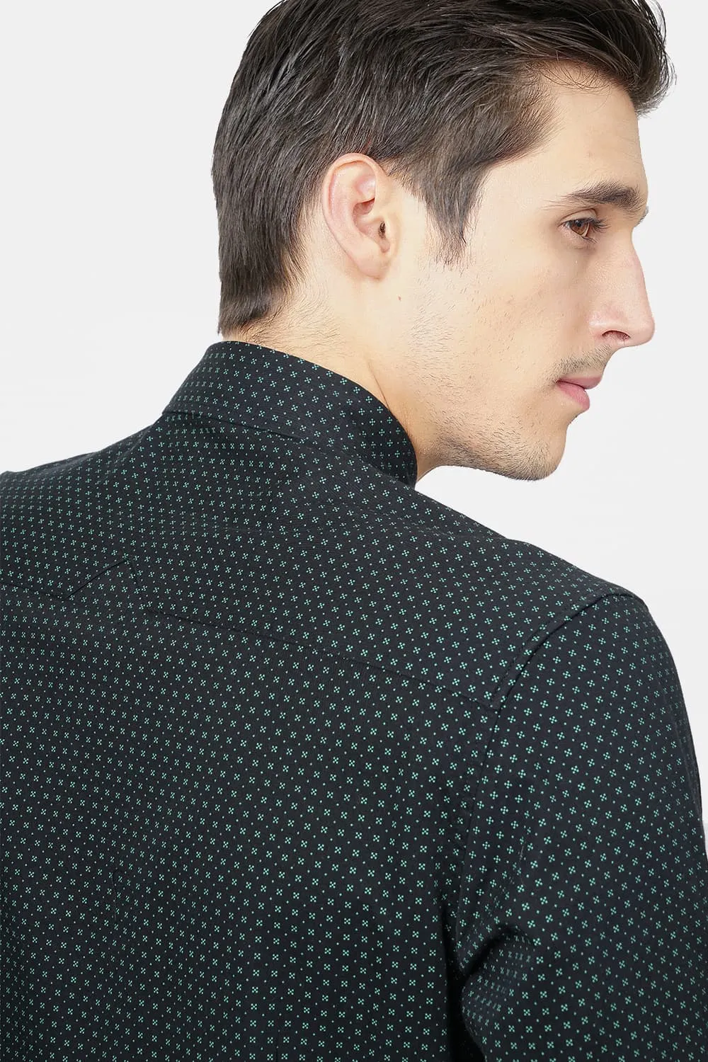 Slim Printed Satin Shirt