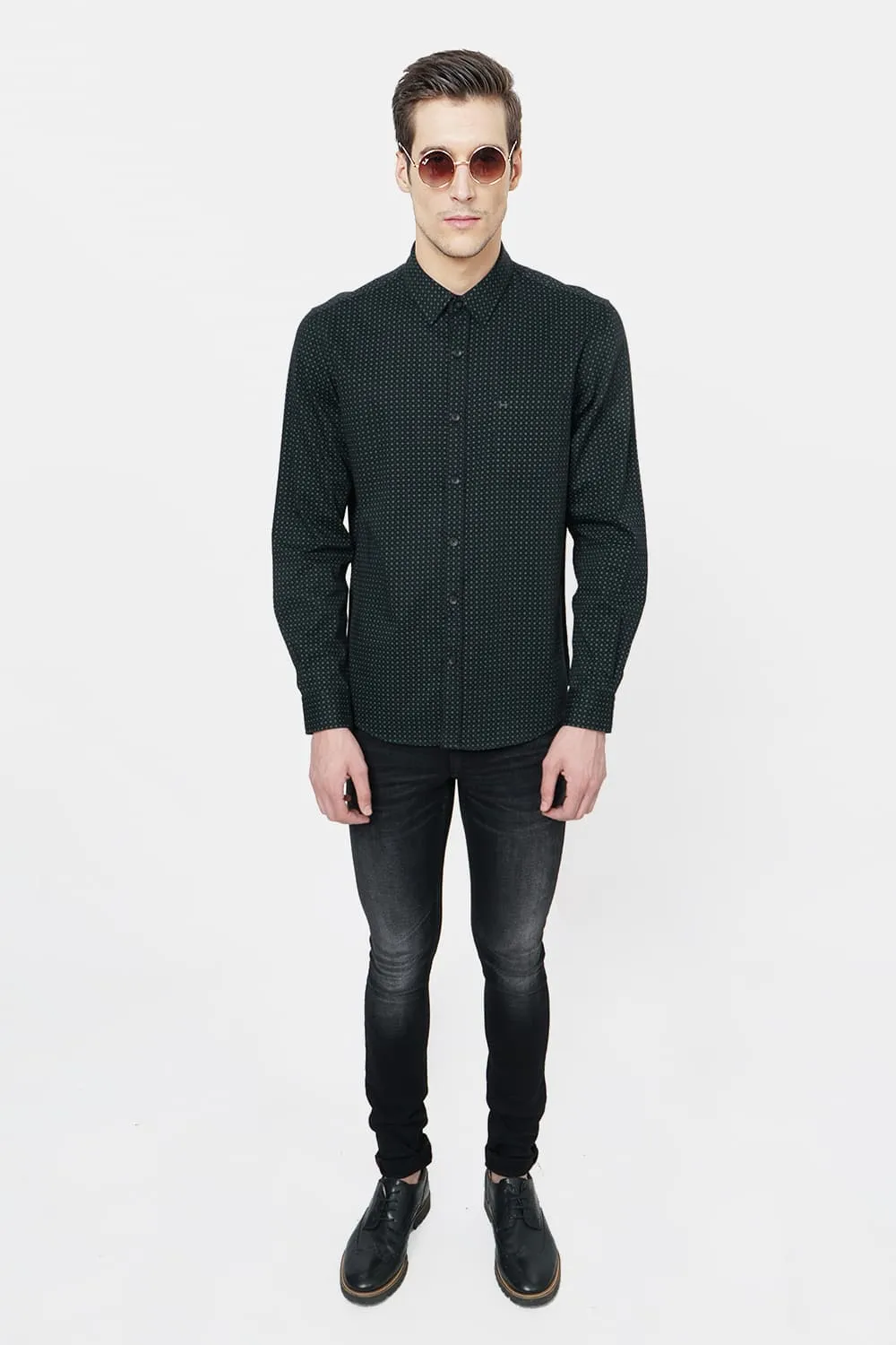 Slim Printed Satin Shirt