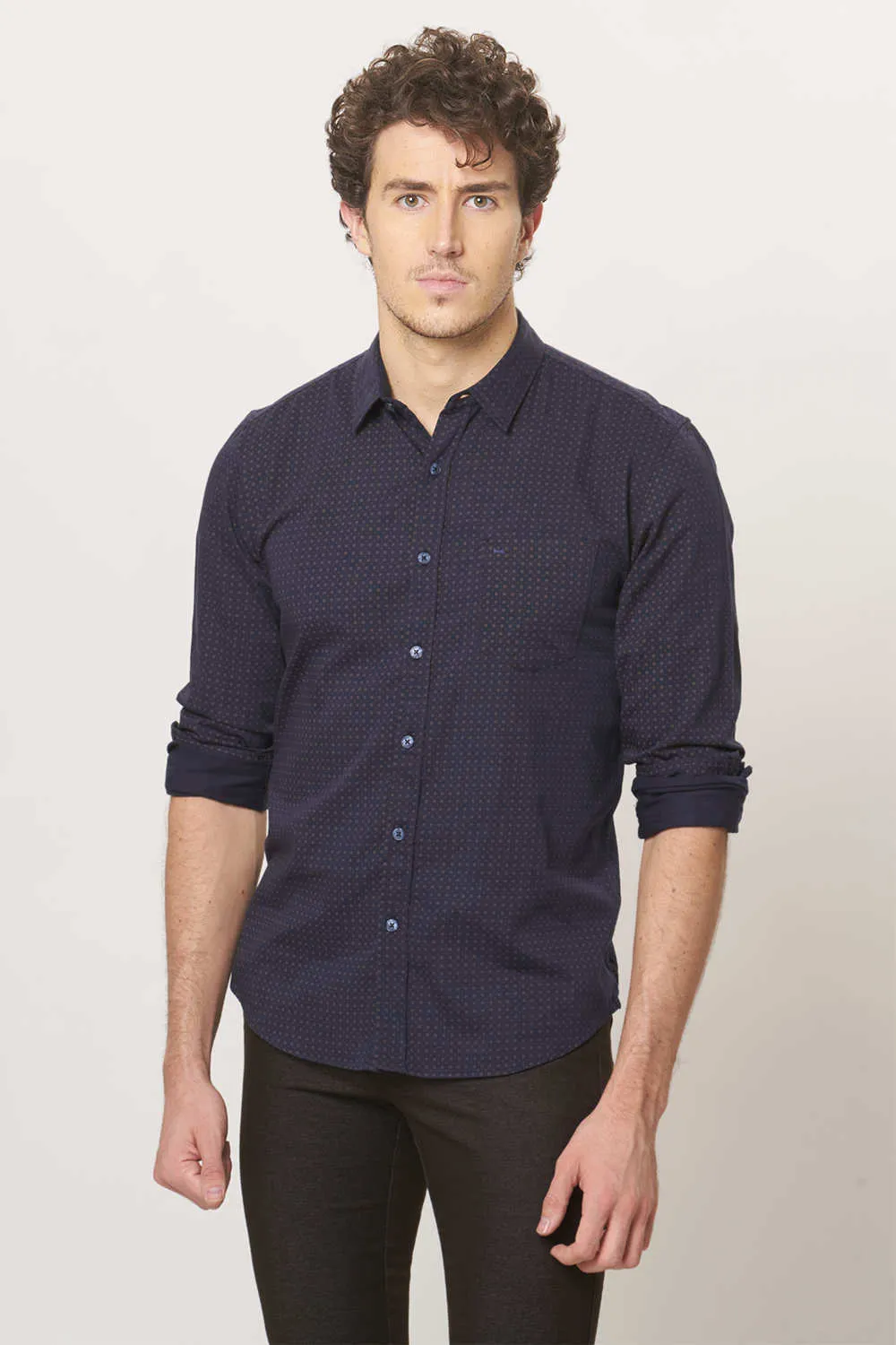 Slim Printed Satin Shirt