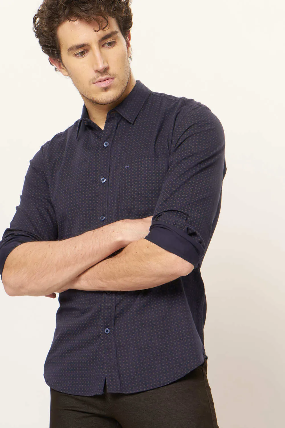 Slim Printed Satin Shirt