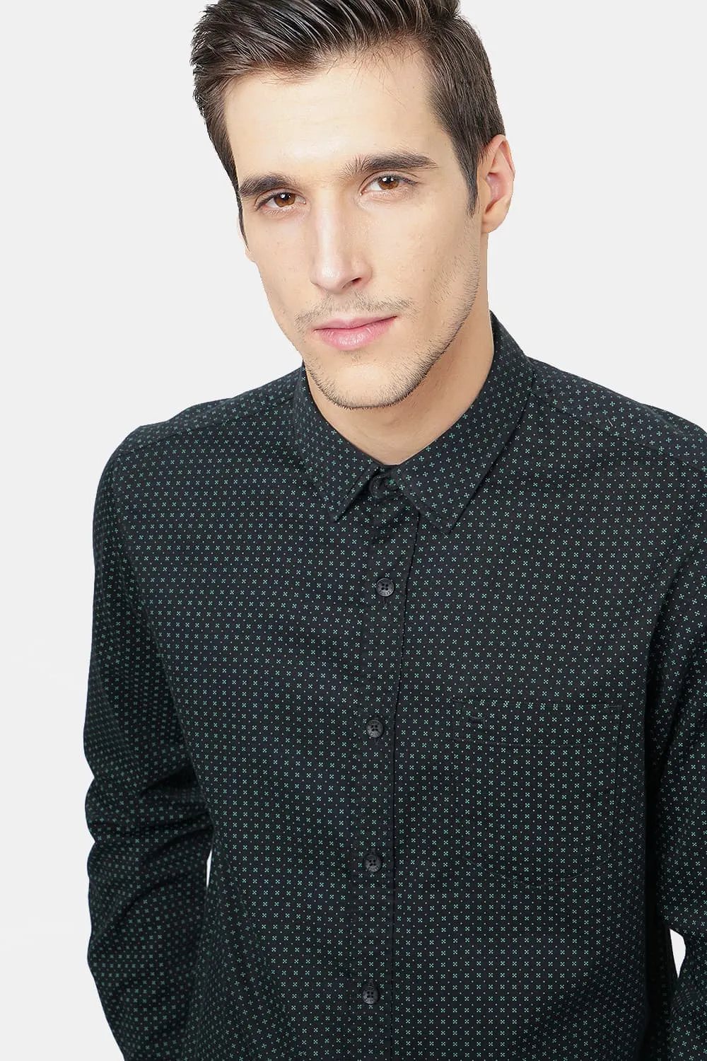Slim Printed Satin Shirt