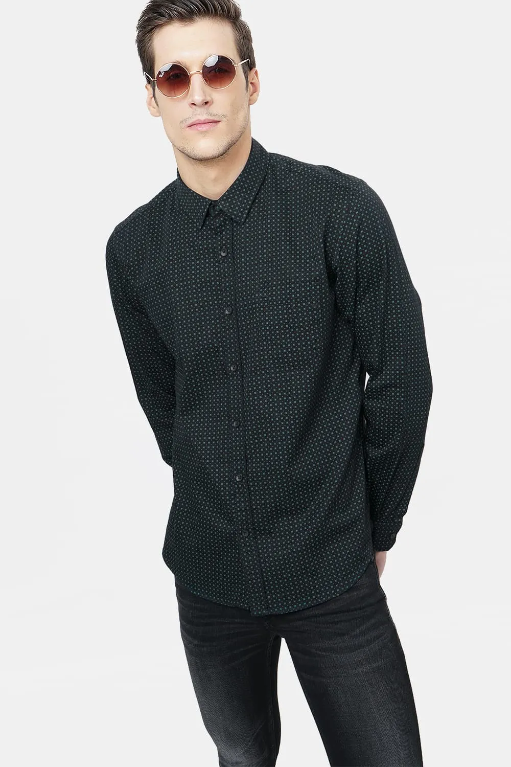 Slim Printed Satin Shirt