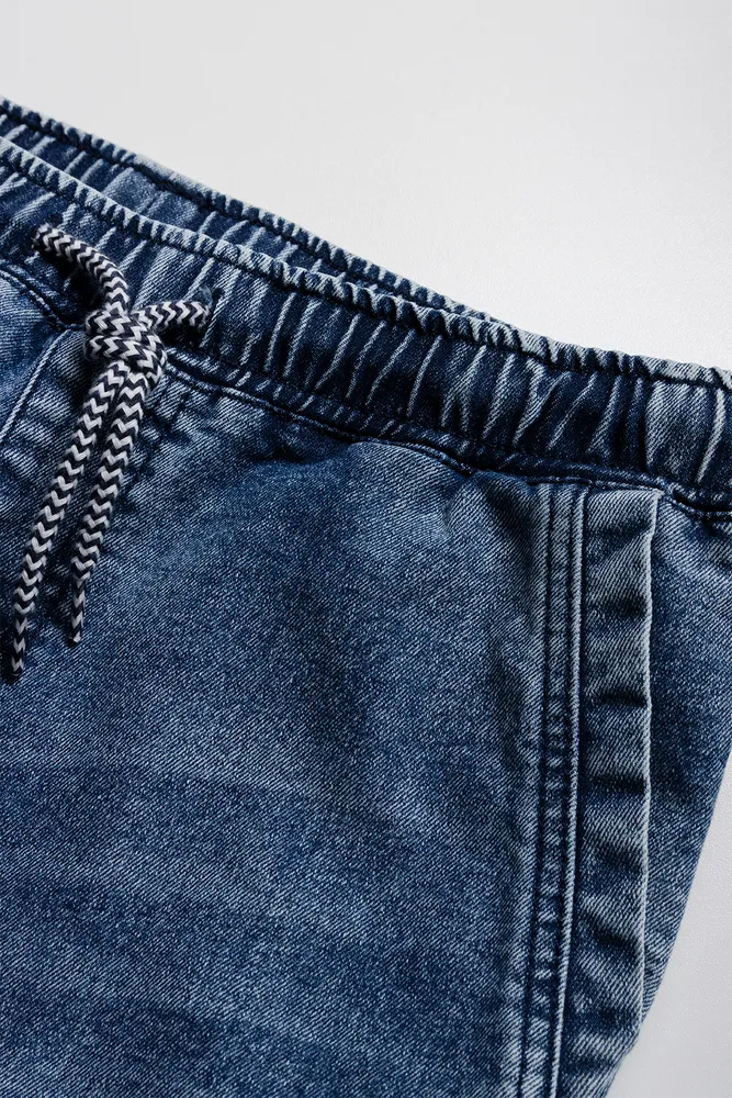 Snow Wash Denim Jogger Mid Blue