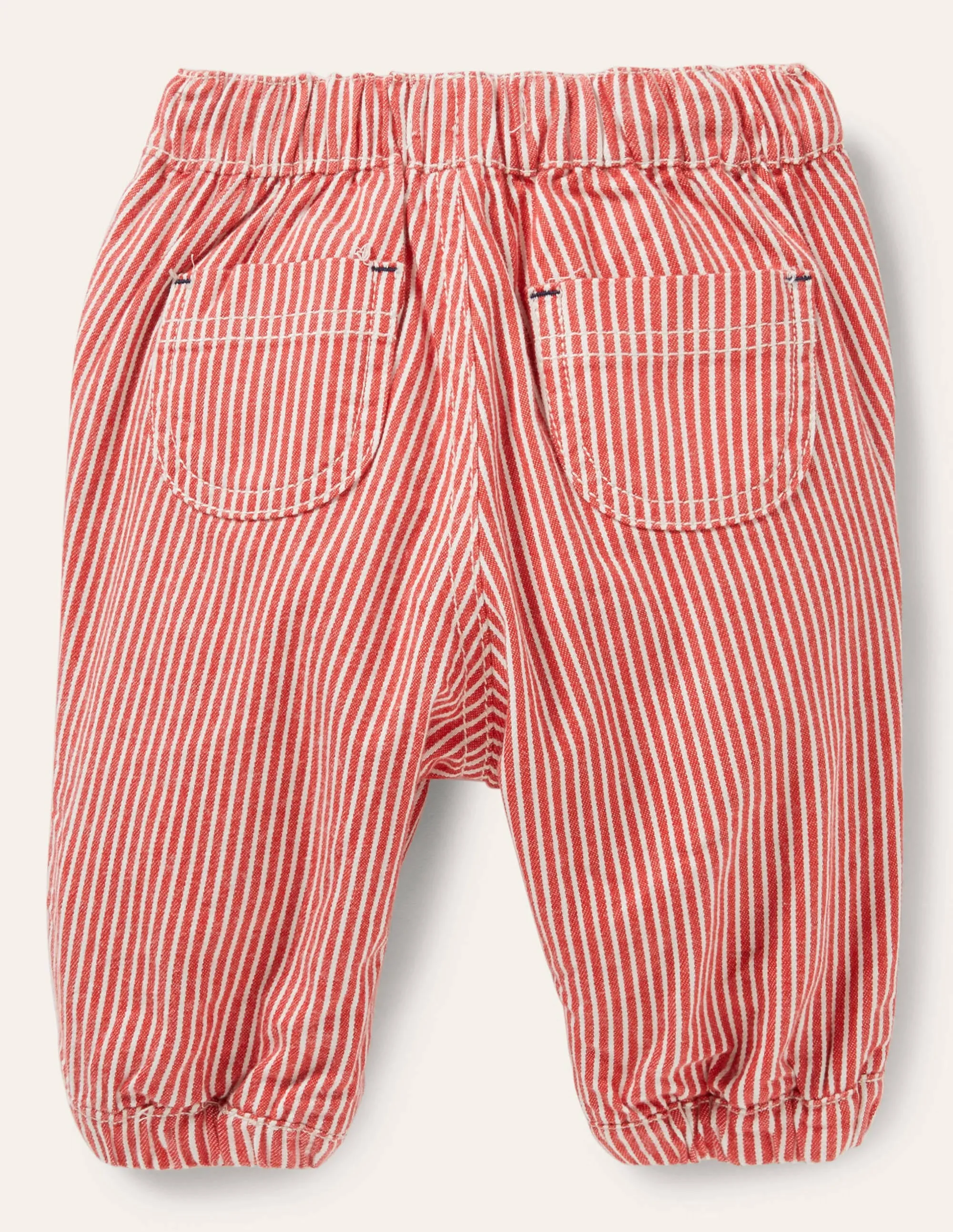 Stripy Trousers-Ivory/Strawberry Tart Ticking