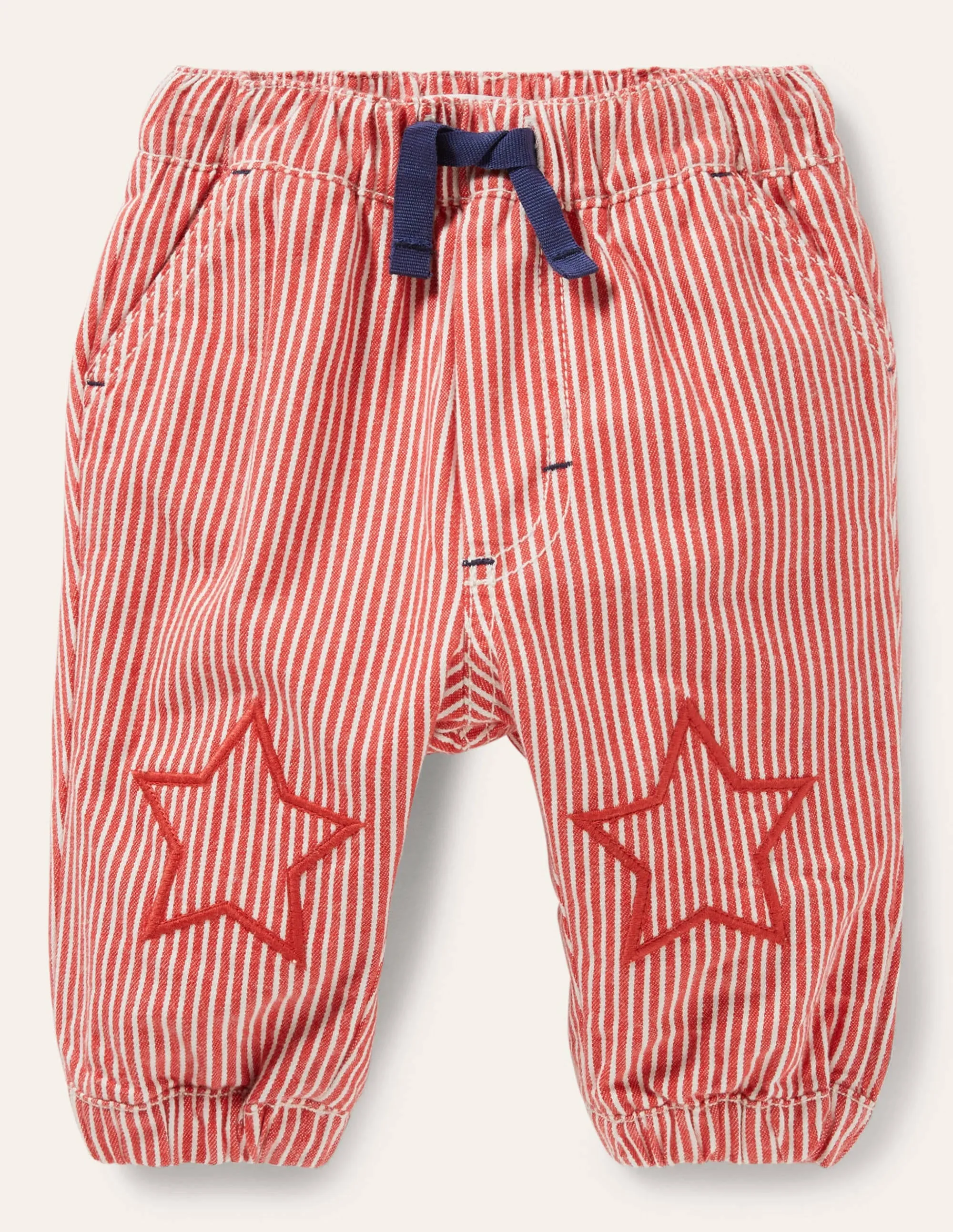 Stripy Trousers-Ivory/Strawberry Tart Ticking