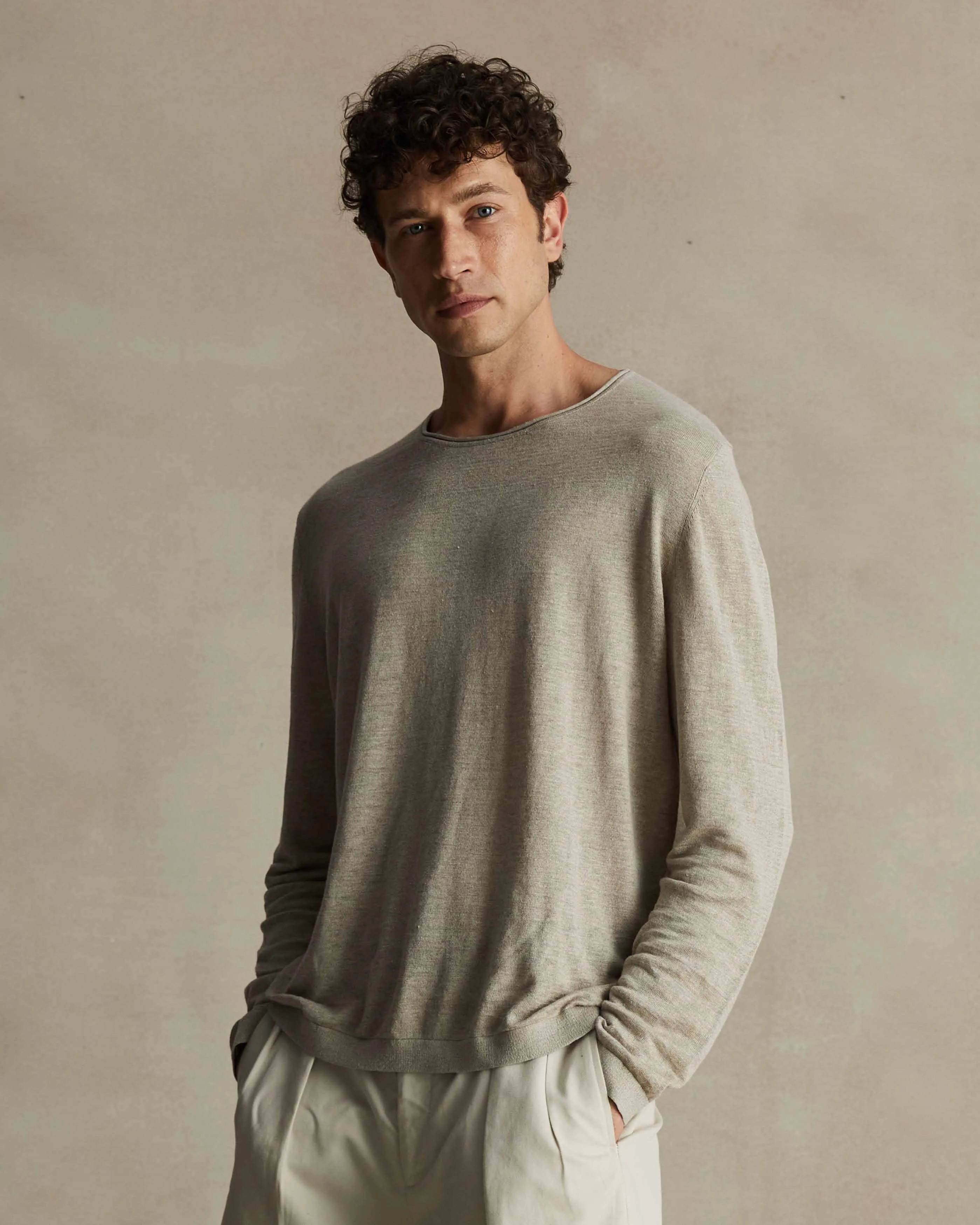Taupe Linen Sweater