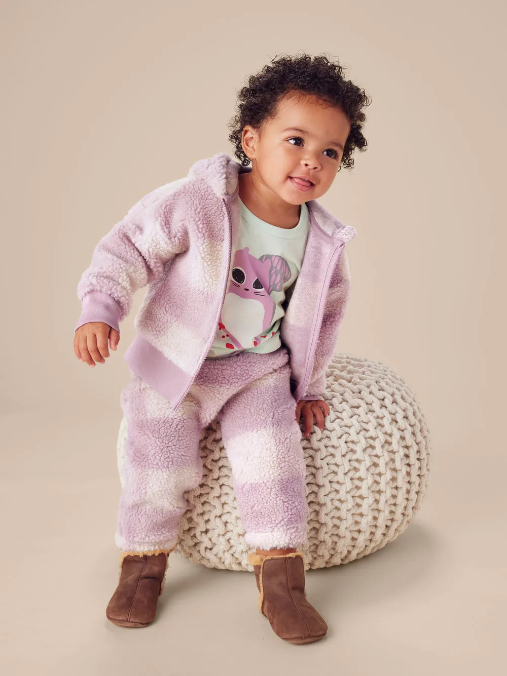 Teddy Fleece Baby Pants: Buffalo Plaid