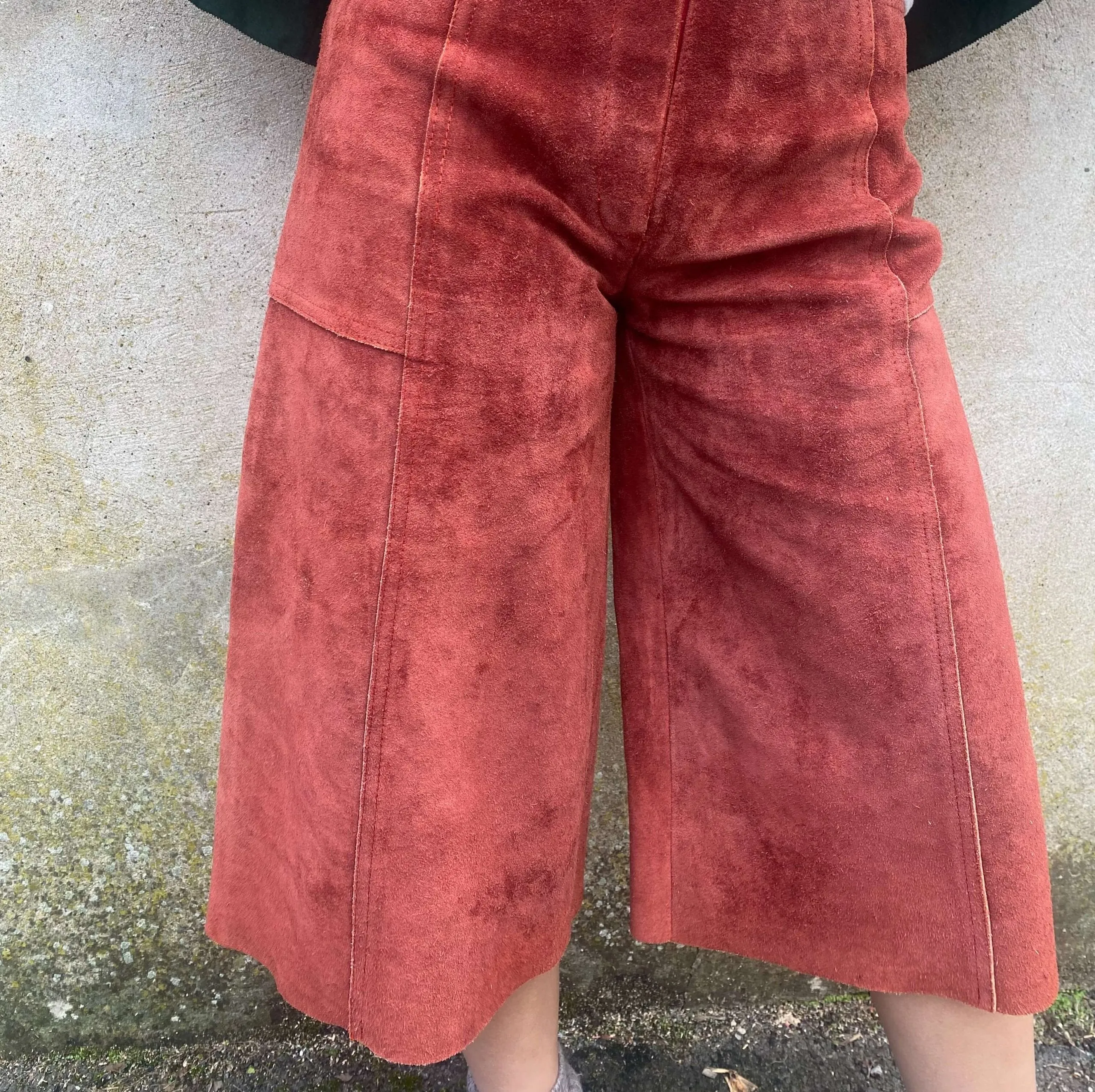 Vibrant 1970s Rust Suede Culottes