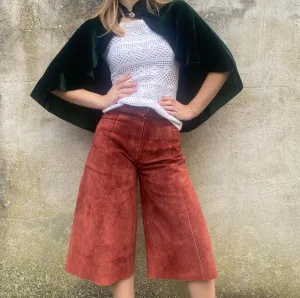 Vibrant 1970s Rust Suede Culottes