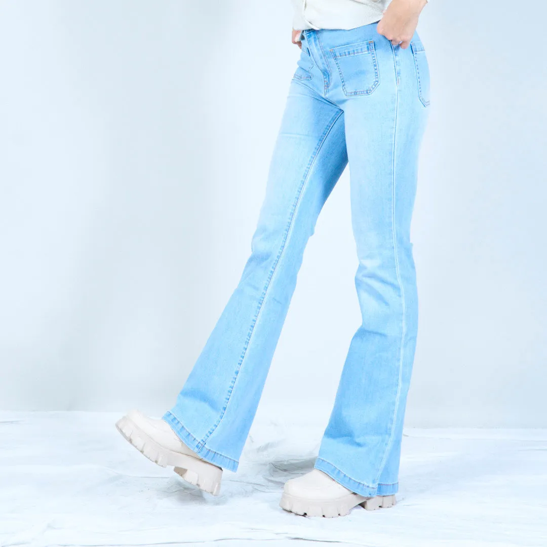 Vintage-inspired flare jeans with front pockets wholesale