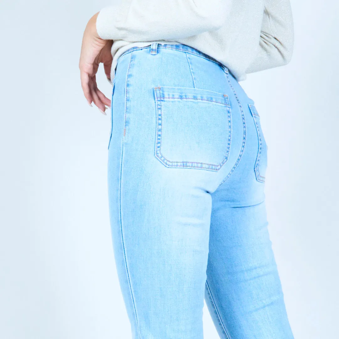Vintage-inspired flare jeans with front pockets wholesale