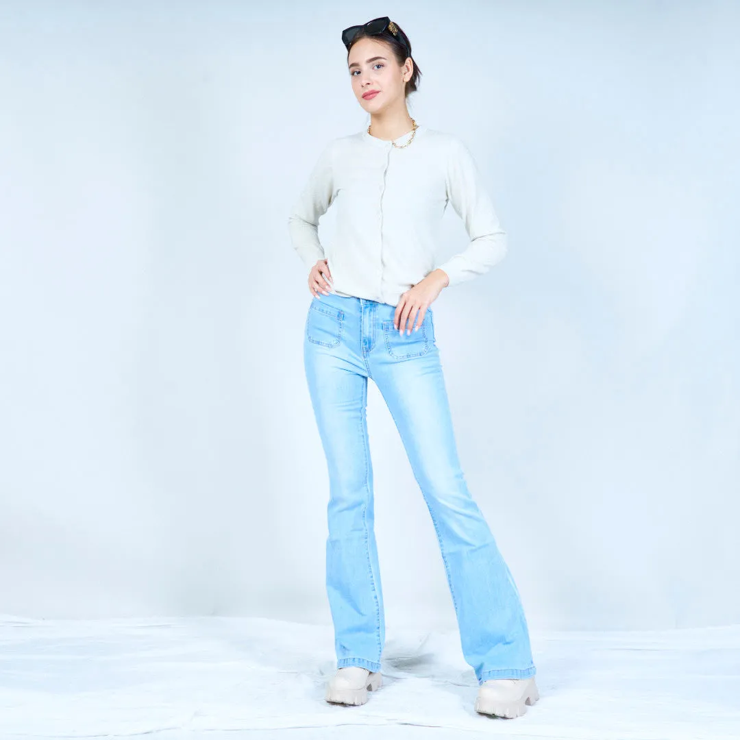 Vintage-inspired flare jeans with front pockets wholesale
