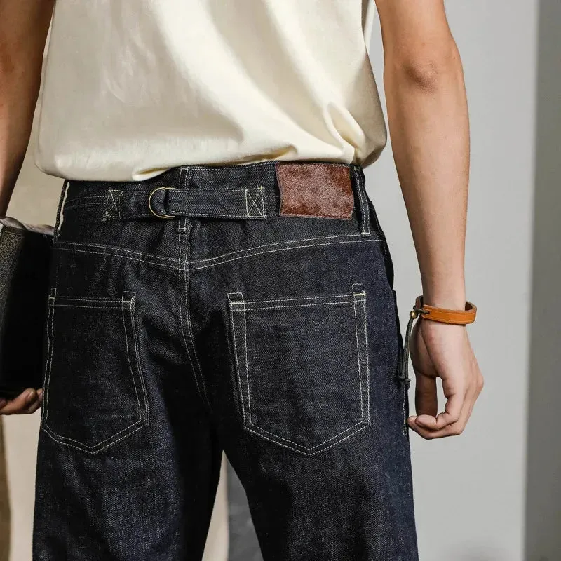 WIAOFELLAS  -  American Retro Denim Pants Men Back Paris Buckle Cowboy Cargo Pants Wear Resistant Jeans Labor Protection Work Trousers