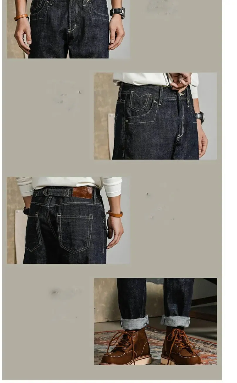 WIAOFELLAS  -  American Retro Denim Pants Men Back Paris Buckle Cowboy Cargo Pants Wear Resistant Jeans Labor Protection Work Trousers