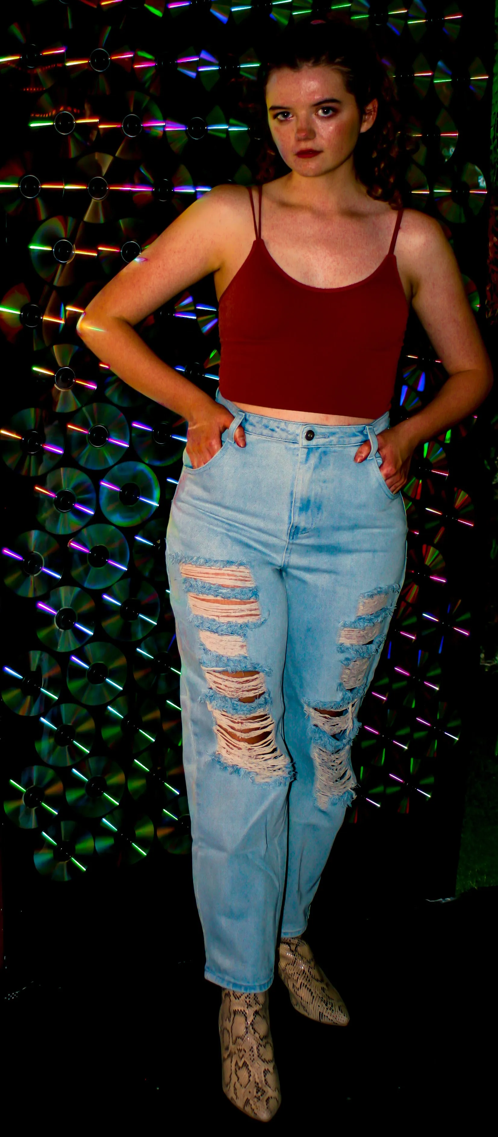 Wide Leg Distressed Jeans