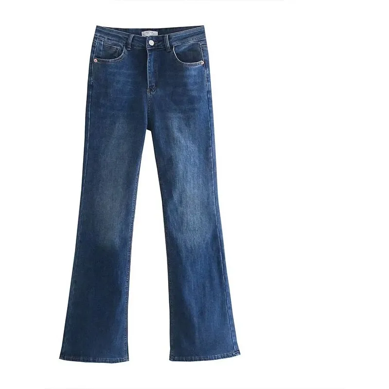 Women's Bell-Bottom Jeans Vintage High Waist Zipper Casual Chic Fashion