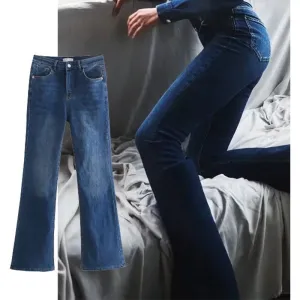 Women's Bell-Bottom Jeans Vintage High Waist Zipper Casual Chic Fashion