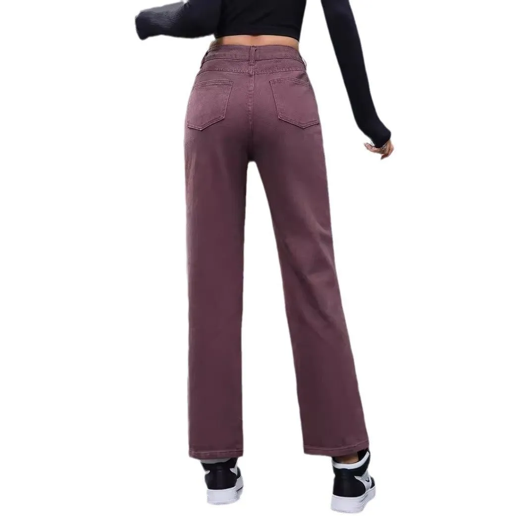 Women's Retro High Waist Denim Trousers