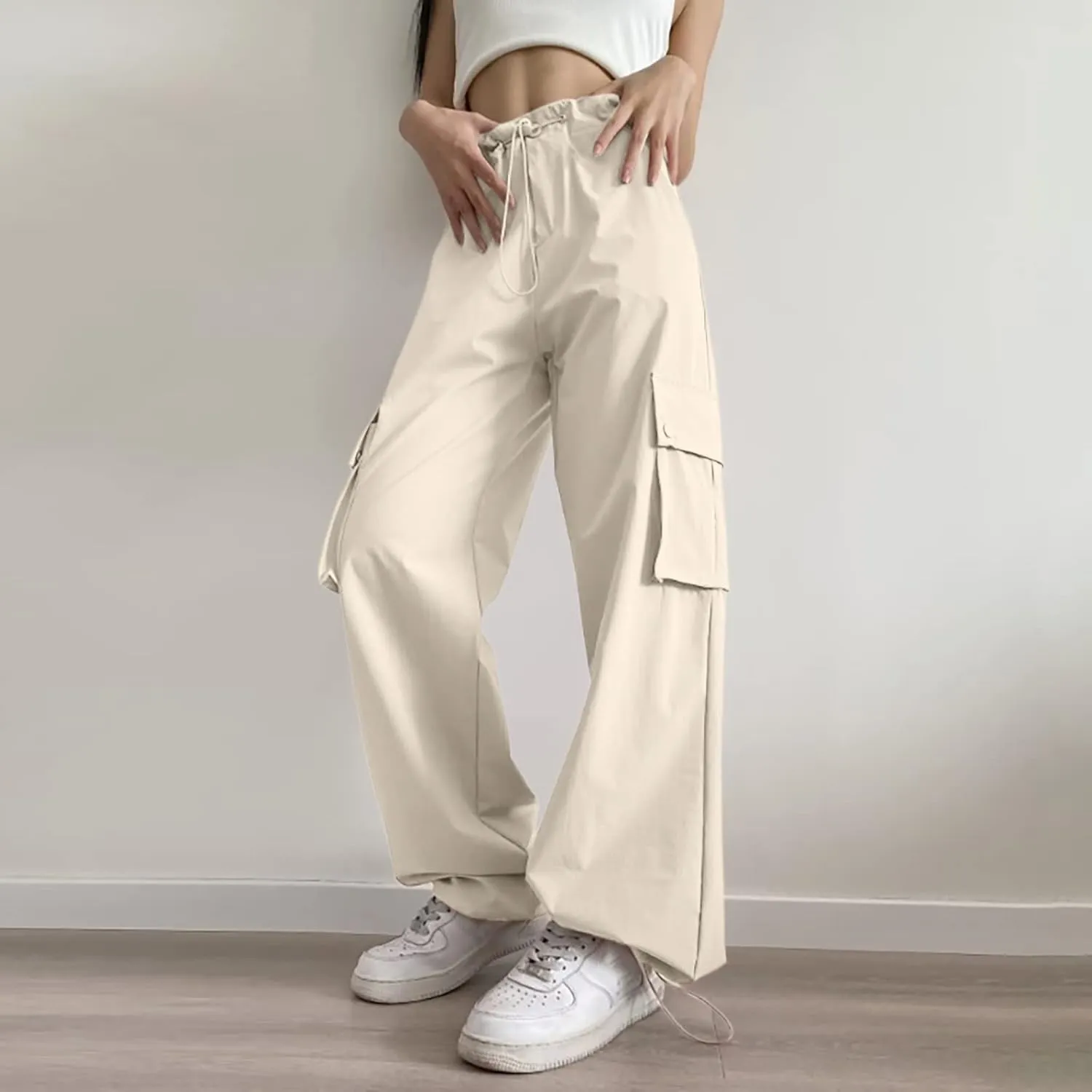 Women's Trendy Casual Yoga Sweat Pants Loose Fit Parachute Palazzo Gaucho Sweatpants Bell Bottom Sporty Pajama