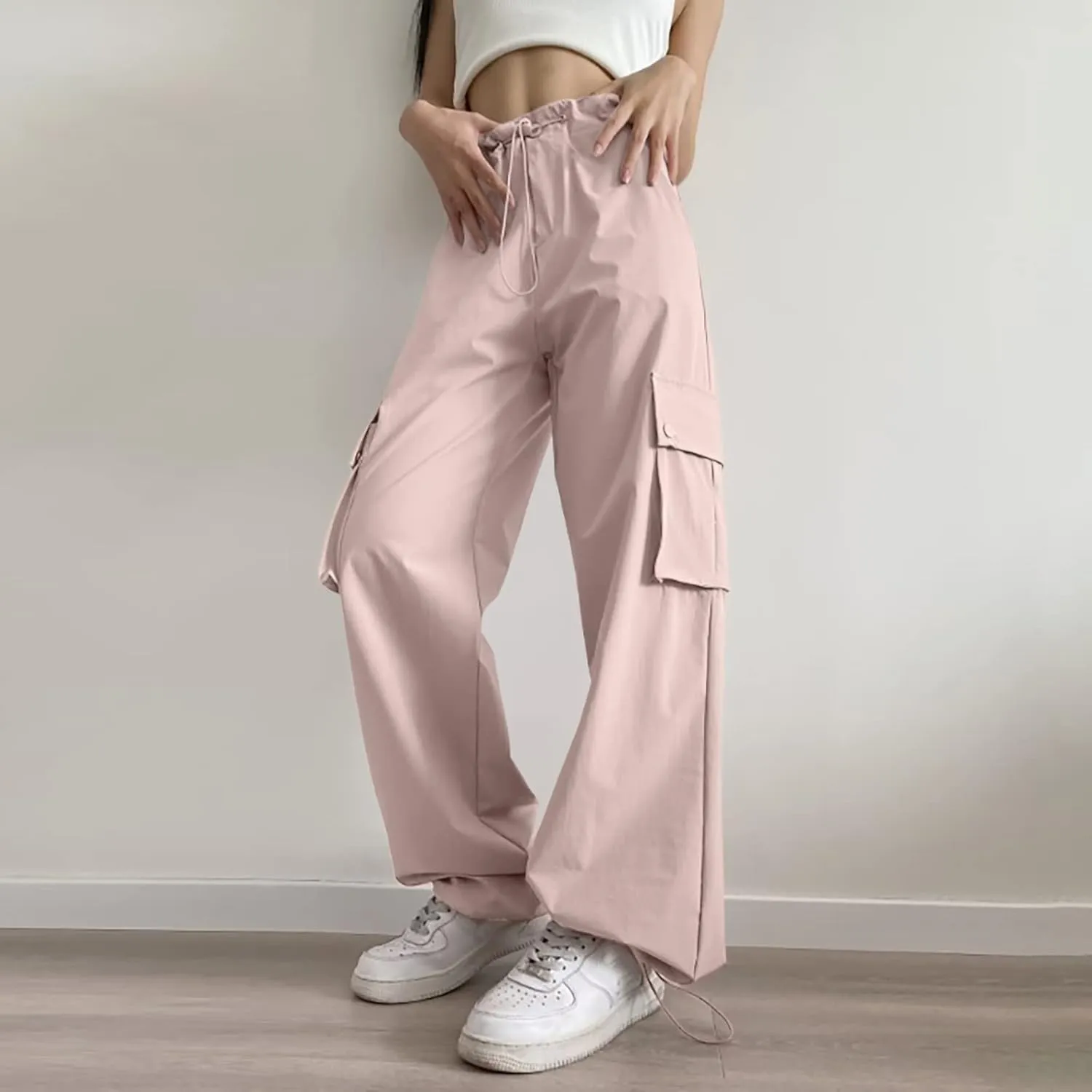 Women's Trendy Casual Yoga Sweat Pants Loose Fit Parachute Palazzo Gaucho Sweatpants Bell Bottom Sporty Pajama