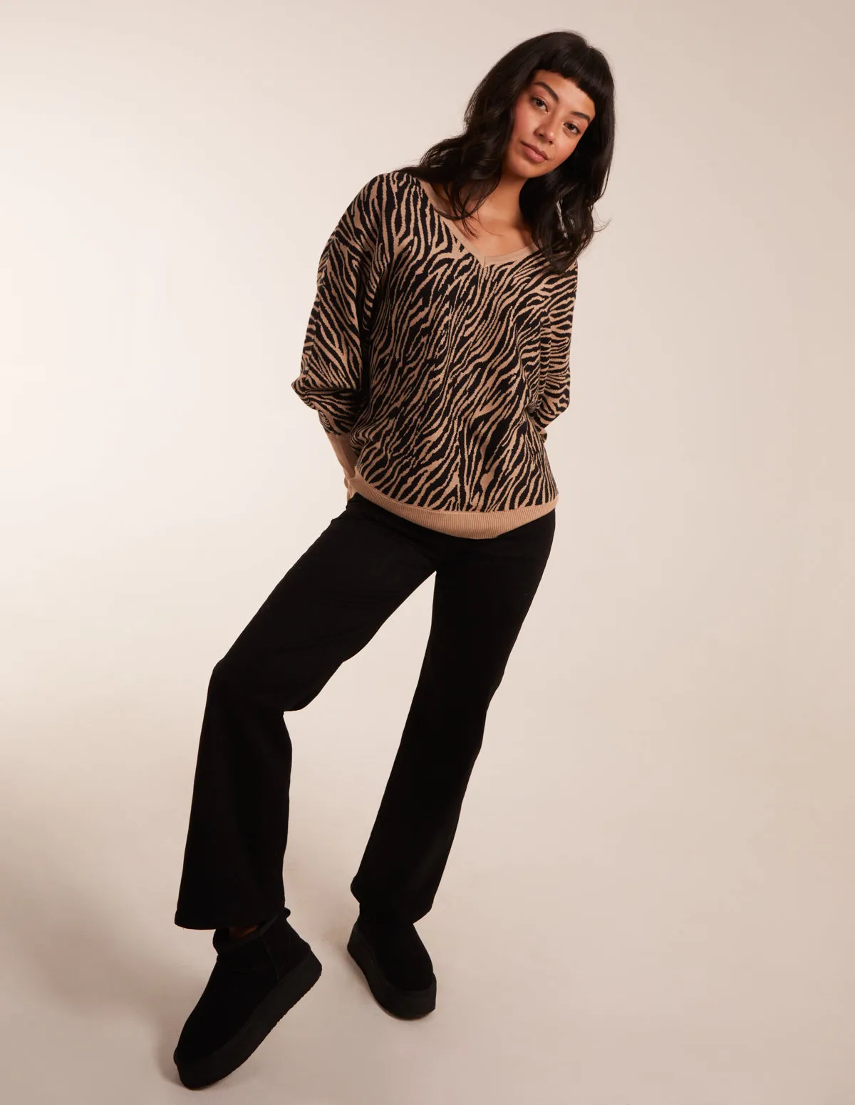 Zebra V-Neck Jumper