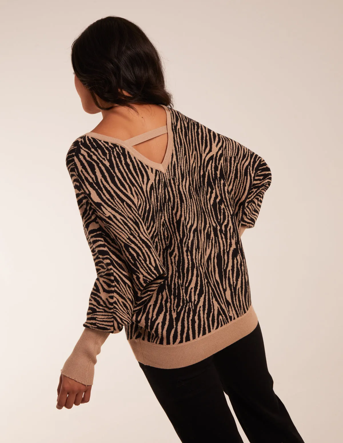 Zebra V-Neck Jumper
